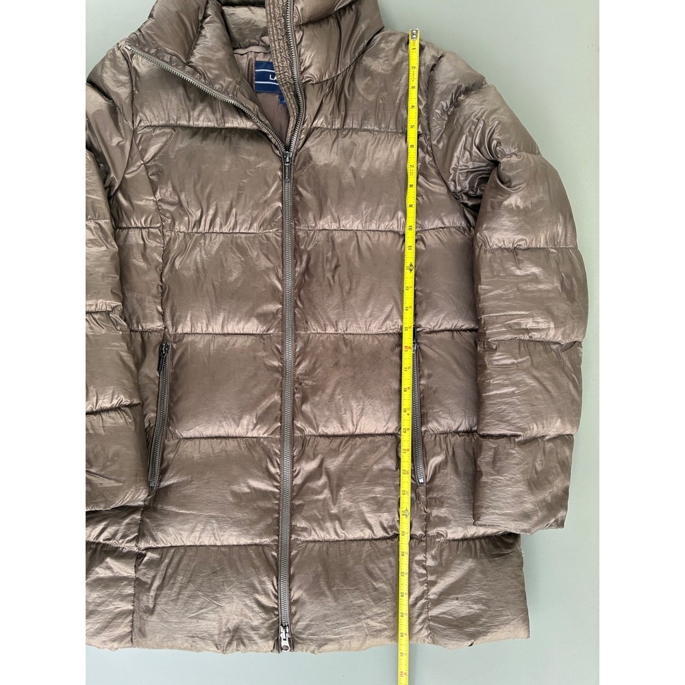 Lands End Womens Metallic Brown Puffer Jacket Down Quilted Coat Size M 10-12 - Picture 3 of 7